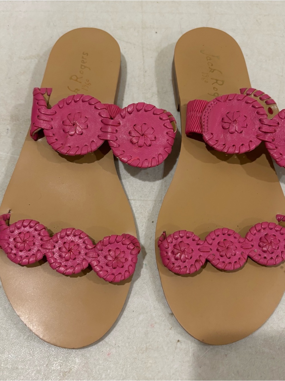 Jack Rogers Pink Braided Circle Slide Sandals